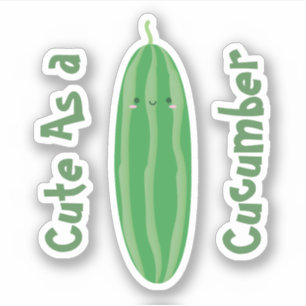 Adesivo Bonito como um pepino Kawaii engraçado Cutecumber