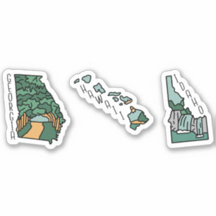 ADESIVO BONITO CONJUNTO DE POSTAIS DE LANDSCAPE DOS ESTADO