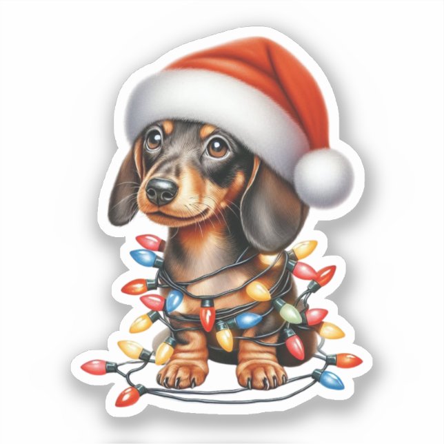 Adesivo Bonito Dachshund de Natal (Frente)