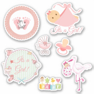 Adesivo Bonito É Uma Garota Pink Baby Stickers