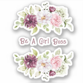 Adesivo Bonito Floral Peony "Be A Girl Boss" Vinyl