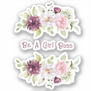 Adesivo Bonito Floral Peony "Be A Girl Boss" Vinyl