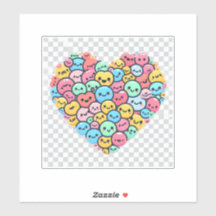 Bonito Kawaii Smiley Heart Vinyl Sticker
