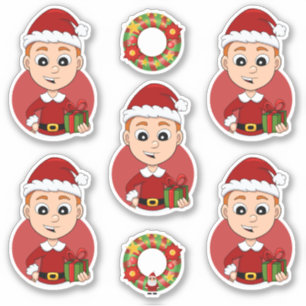 Adesivo Bonito menino de Natal com cabelo ruivo