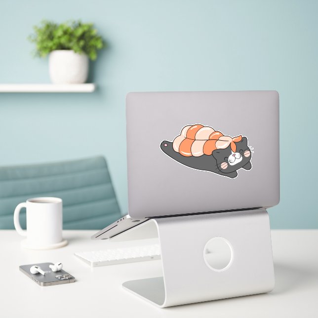 Adesivo Bonito personagem de sushi cats (Laptop na mesa)