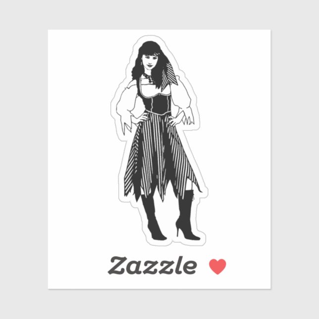 Adesivo Bonito pirata Lady Fantasy original Arte Náutica (Folha)