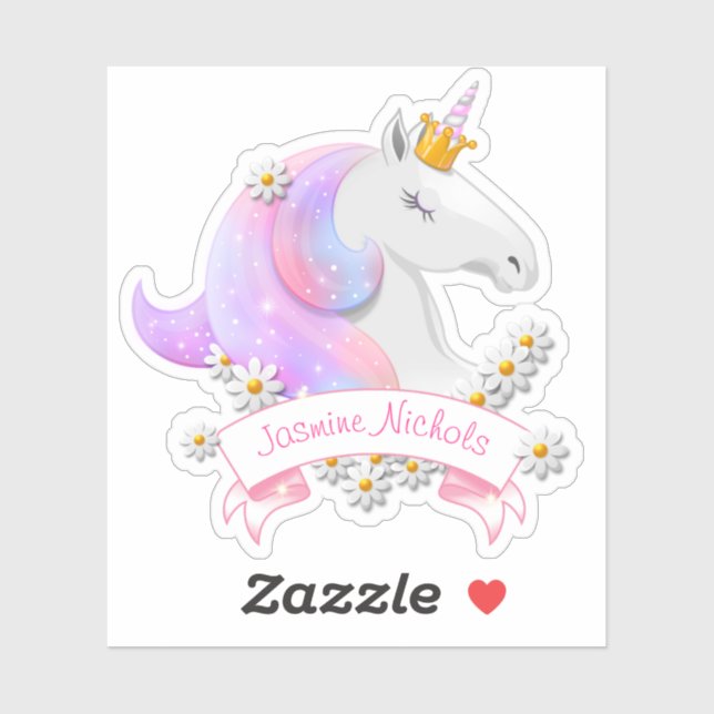 Adesivo Bonito Rosa Unicorn Princess Sparkles (Folha)