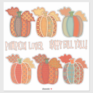 Adesivo Bonito Trabalho de Patchwork Pumpkins Happy Fall Y