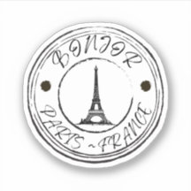 Bonjor Paris, França, Viagem Stamp Sticker