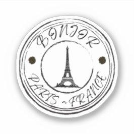 Adesivo Bonjor Paris, França, Viagem Stamp Sticker