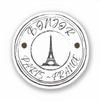 Adesivo Bonjor Paris, França, Viagem Stamp Sticker