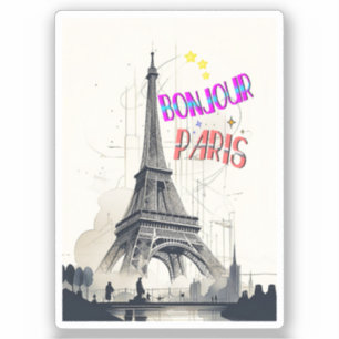 Adesivo Bonjour Colorful Paris
