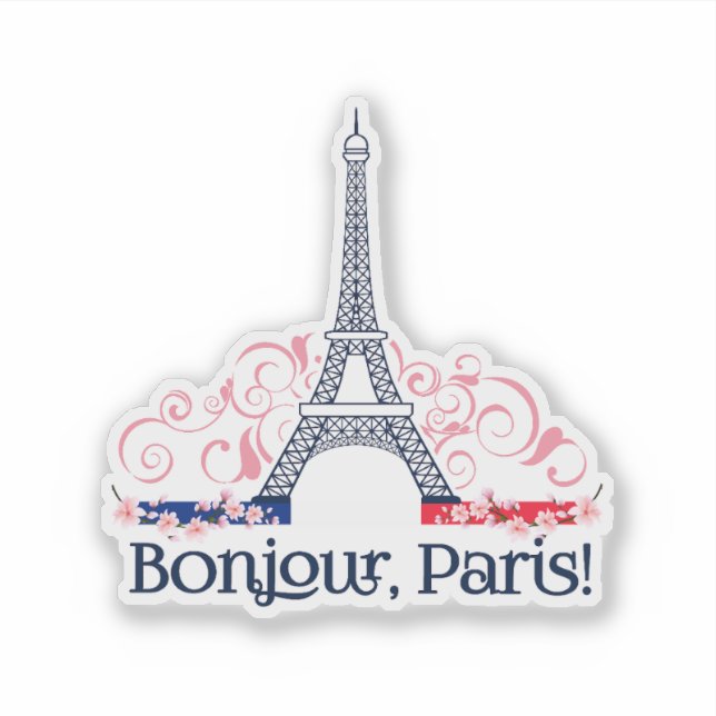 Adesivo Bonjour Paris Cute Design parisiense (Frente)
