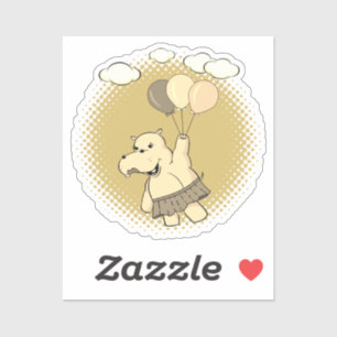 Adesivo Bons Cartões Hippo Voando Com Balões