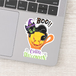 Adesivo Boo Black Cat, Assustador Pumpkin Café Halloween