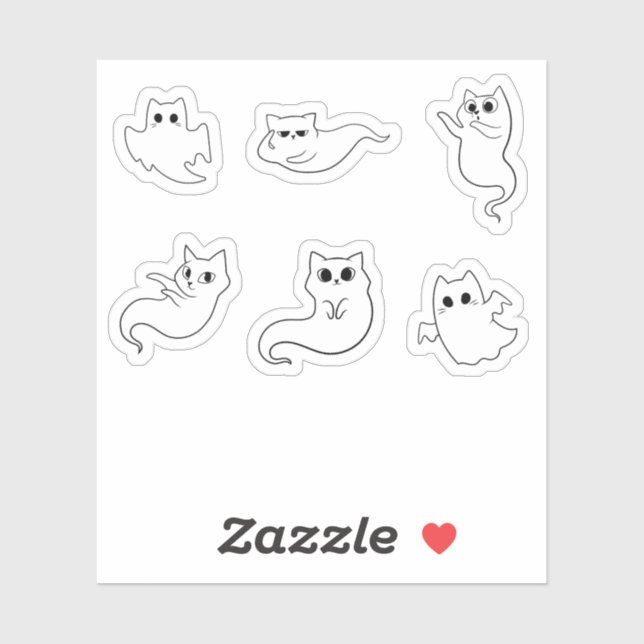 Adesivo Boo de gato das bruxas (Folha)