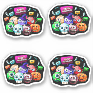 Adesivo Boo Feliz Halloween, Conjunto de Caracteres 3D