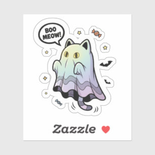 Adesivo Boo Meow! - Ghost Ghost Halloween Sticker