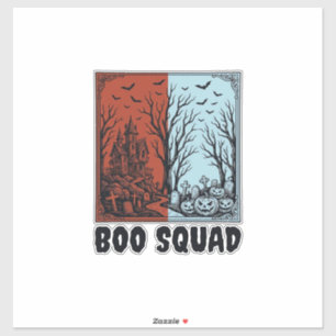 Adesivo Boo Squad Camisa Vintage Halloween Abóbora Design_