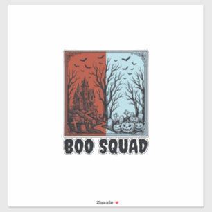 Adesivo Boo Squad Camisa Vintage Halloween Abóbora Design_