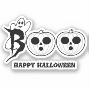 Adesivo BOO! Vinheta de vinil com corte personalizado do H