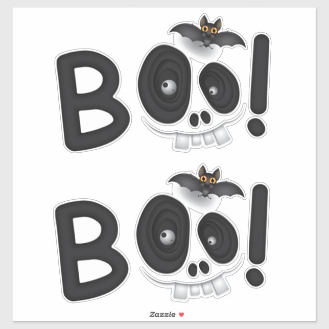 Adesivo BOO with a Bite – Bat & Skull Halloween Lettering (Folha)