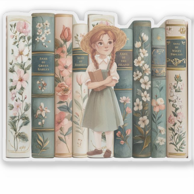 Adesivo Book Lover | Anne of Green Gables | Livros Florais (Frente)