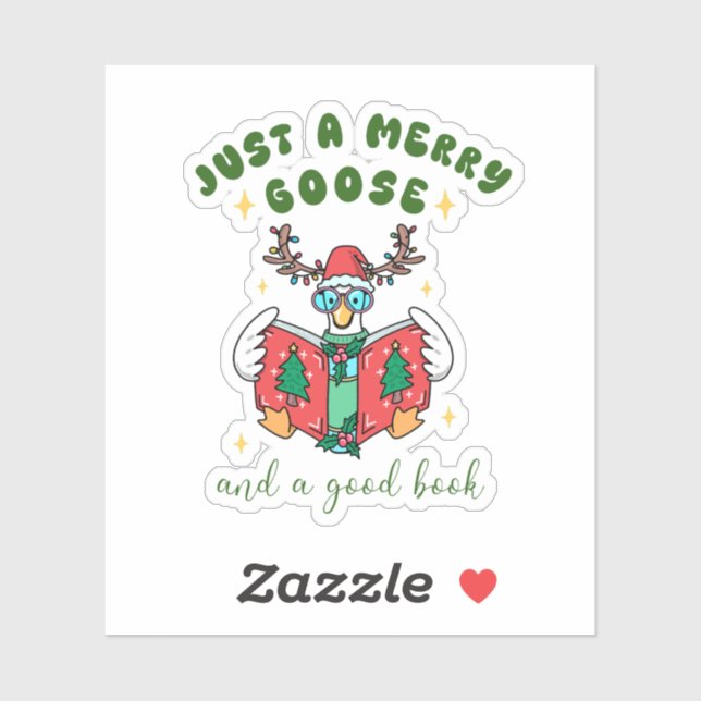 Adesivo Book Lover Christmas Merry Goose (Folha)