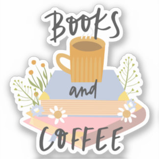 Adesivo Book Sticker, Books and Coffee, Geschenkidee