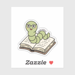 Adesivo Book Worm Cute Bookish Book Lover Worm