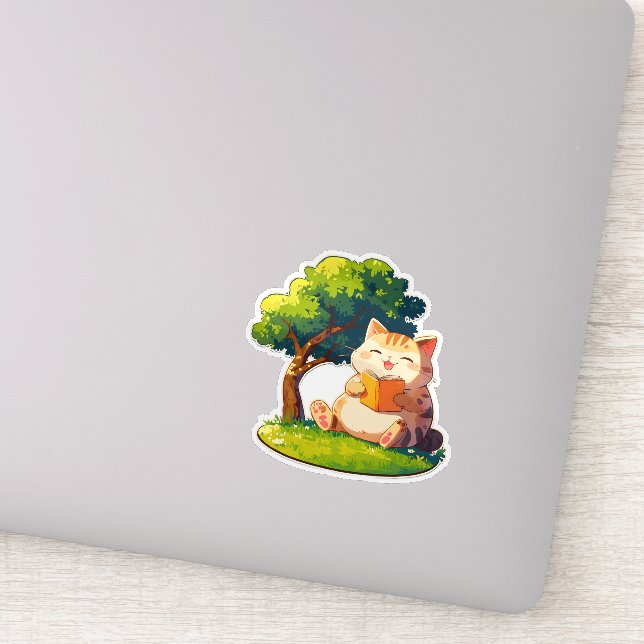 Adesivo Bookish Chubby Cat Under Tree Sticker (Detalhe)