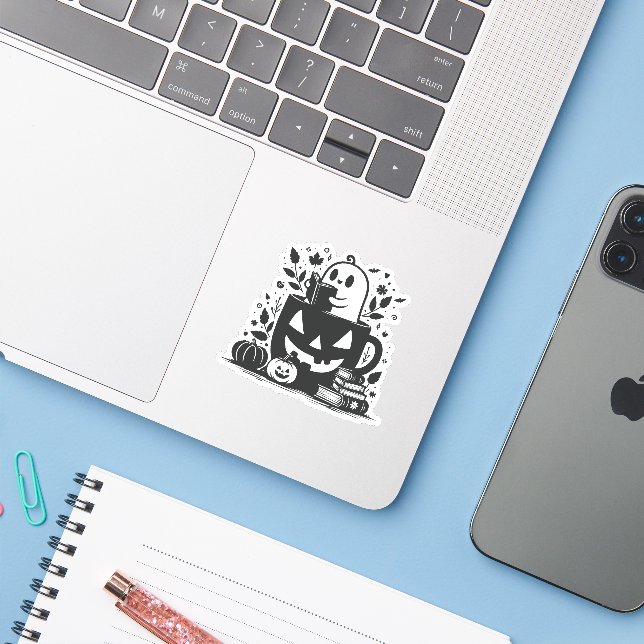 Adesivo Bookish Halloween (Notebook com iPhone)
