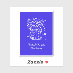 Adesivo Bookplate azul e branco