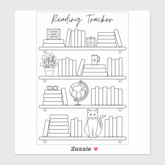 Adesivo Bookshelf Reading Log Tracker Book Spine Coloring  (Folha)