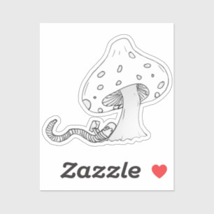 Adesivo Bookworm debaixo de um cogumelo