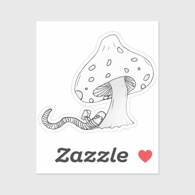 Adesivo Bookworm debaixo de um cogumelo (Folha)