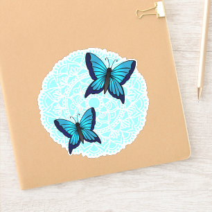 Adesivo Borboleta Azul Mandala