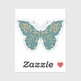 Adesivo Borboleta Botânica Dourada e Teal