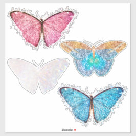 Adesivo Borboleta Brilhante Azul Cor-de-rosa 4 pc Contorno