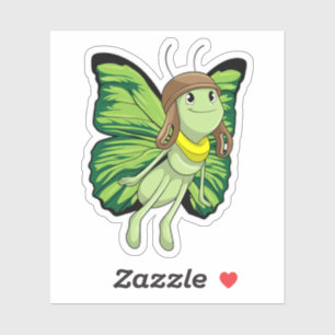 Adesivo Borboleta como piloto com chapéu piloto