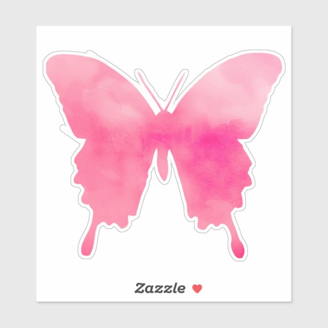 Adesivo Borboleta de Aquarela - Fúcsia e Pink Pastel (Folha)
