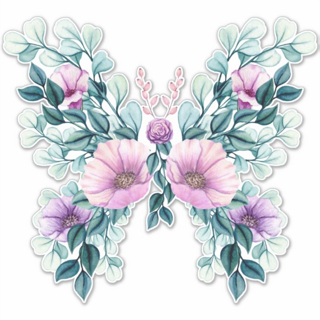 Adesivo Borboleta Design floral russa (Frente)