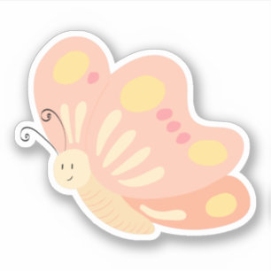 Adesivo Borboleta Feminina Rosa Bege Amarelo Fofo