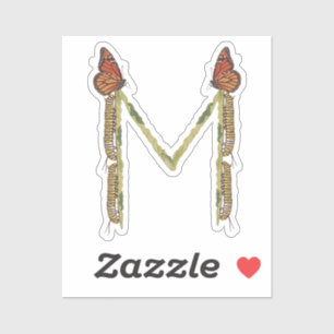 Adesivo Borboleta Monarca - Letra M Monograma, M Inicial