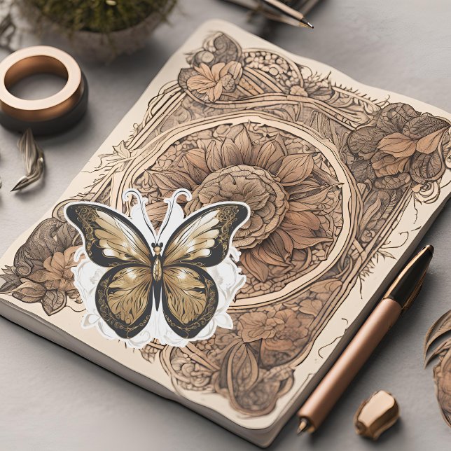 Adesivo Borboleta ouro Em Voo (Criador carregado)