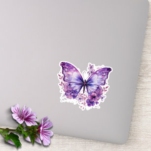 Adesivo Borboleta Roxa com Flores