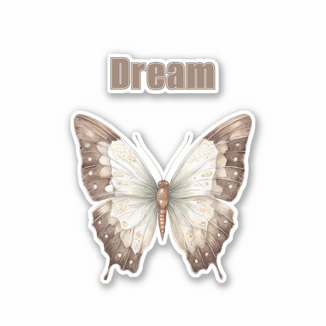 Adesivo Borboleta Sonho Marrom Branco (Frente)