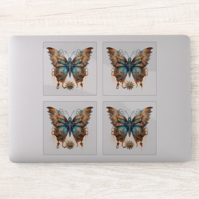 Adesivo Borboletas de Bronze Azul-Vedadas-Pau (Computador)