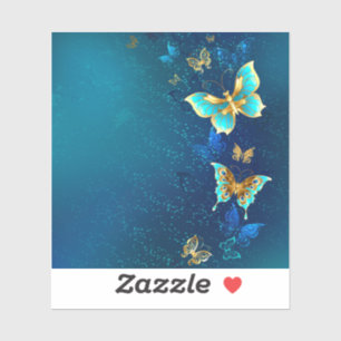 Adesivo Borboletas de ouro em um fundo azul