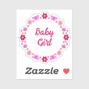 Adesivo Borboletas e flores de bebê cor-de-rosa personaliz